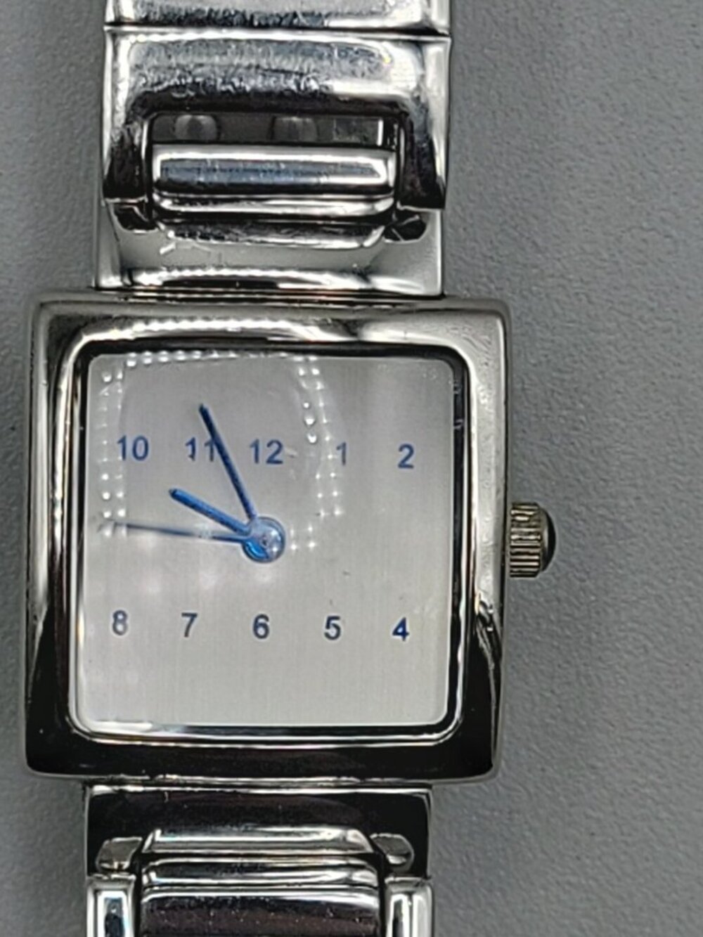 Vintage Android USA OKO Designs Square Silver Tone Women's Watch 22mm 6.5" 1990s - Picture 9 of 16